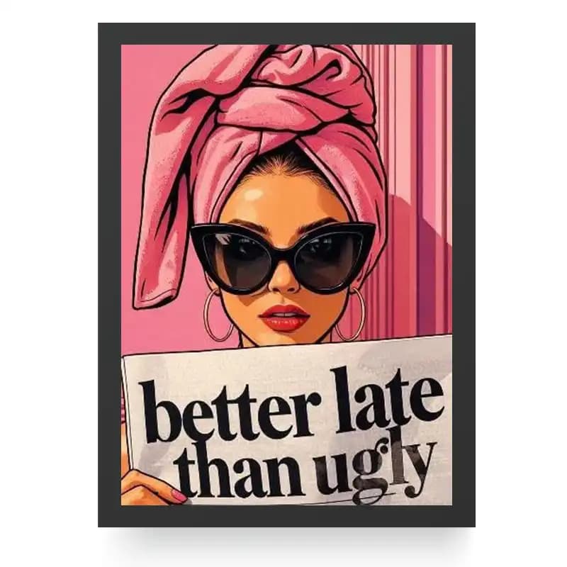تابلو دکوراتیو فانتزی دخترانه صورتی Better Late