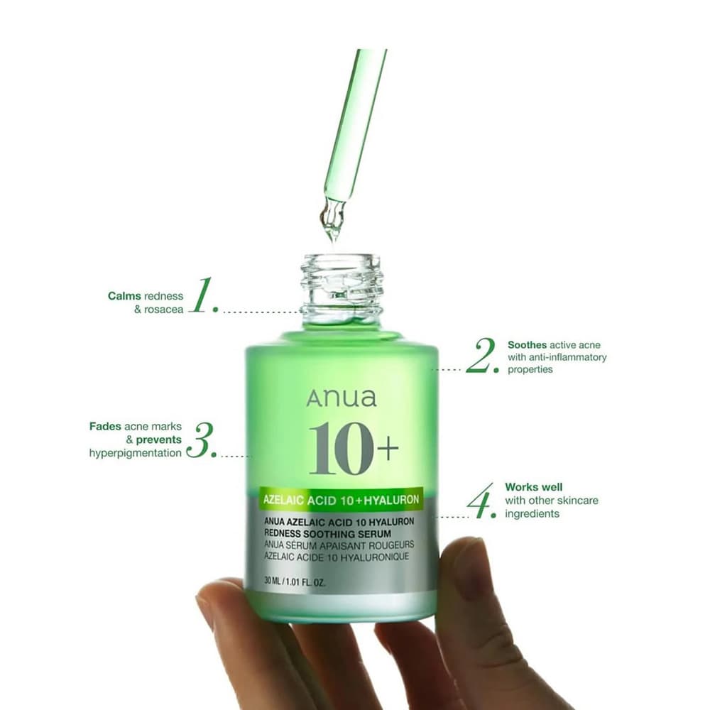 سرم آزلائيك اسيد 10% و هيالورون آنوا تسكين دهنده و Anua Azelaic Acid lo Hyaluron Redness Soothing آبرسان Serum — تصویر ۱۰