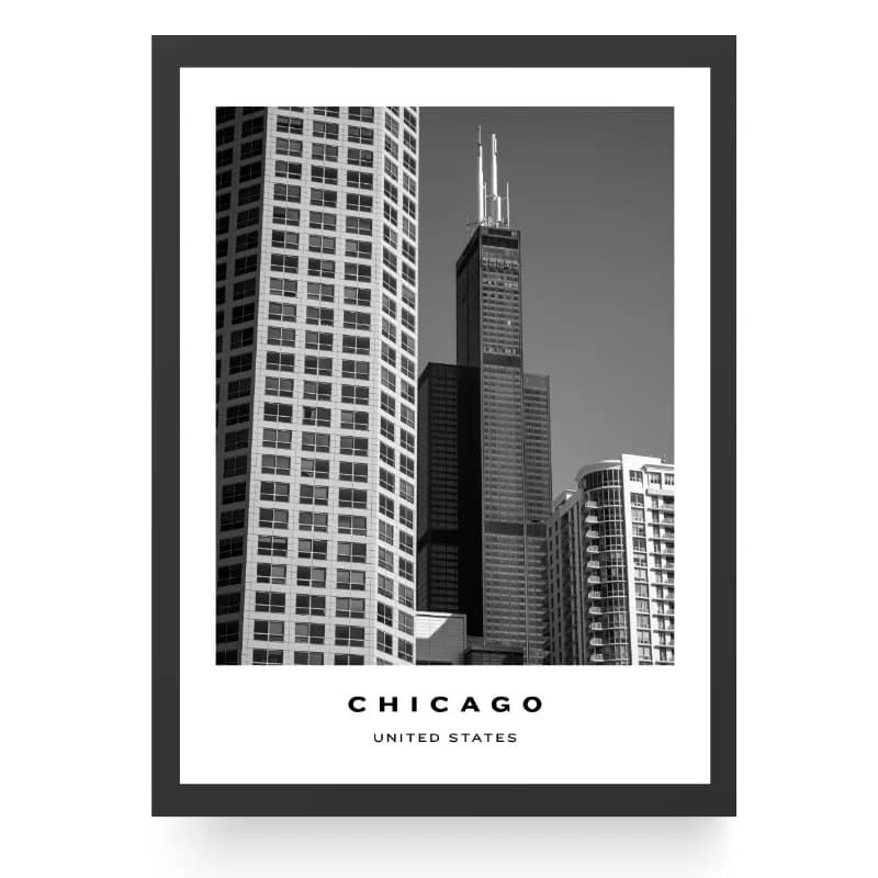 تابلو دکوراتیو سیاه و سفید شهر Chicago — تصویر ۳