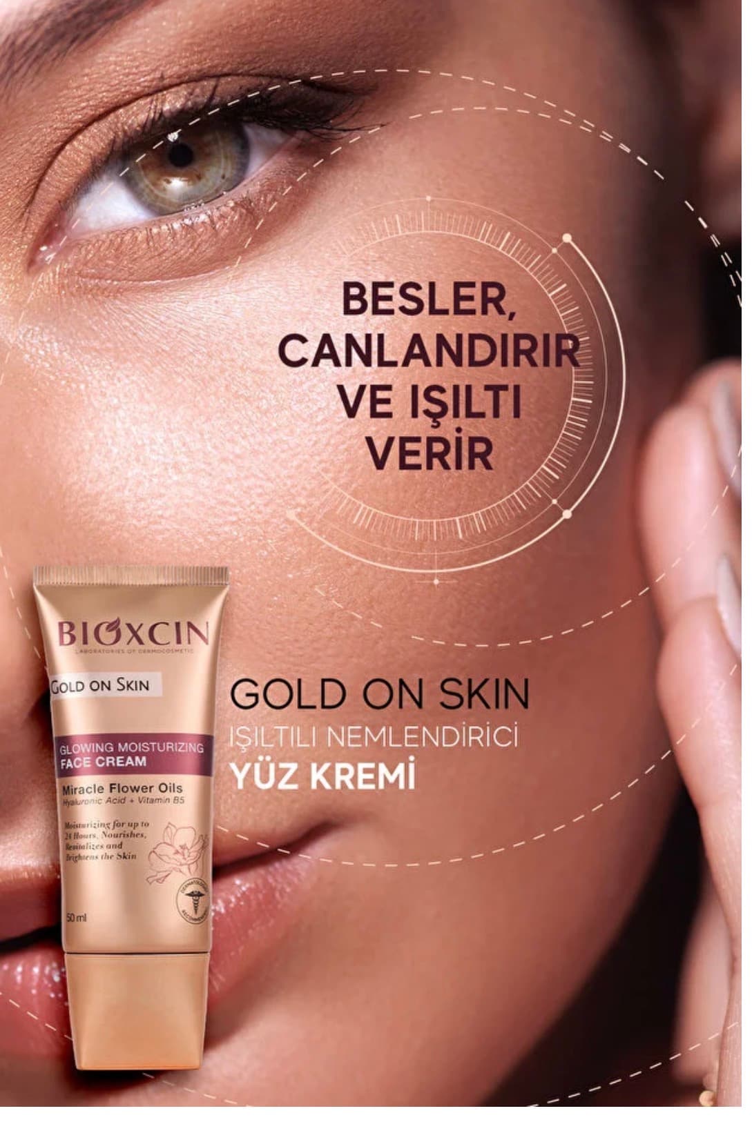 كرم مرطوب كننده و شفاف كننده معجزه بيوكسين Bioxcin مدل Gold On Skin حجم 50 ميل — تصویر ۶