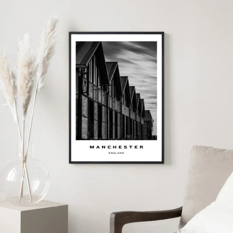 تابلو دکوراتیو سیاه و سفید شهر منچستر — تصویر ۴