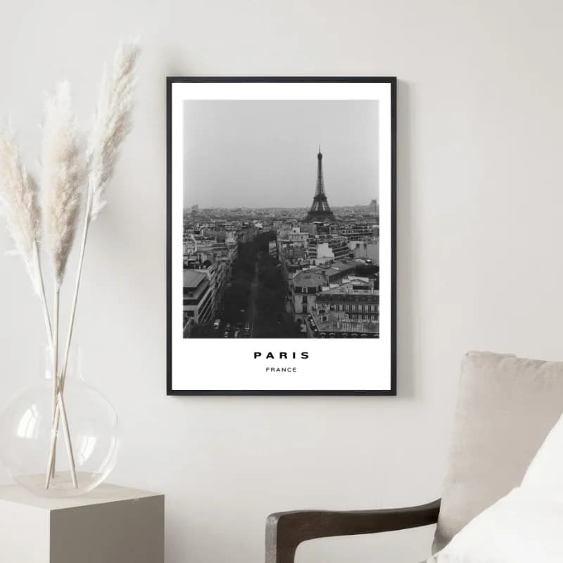 تابلو دکوری سیاه و سفید شهر پاریس فرانسه — تصویر ۲