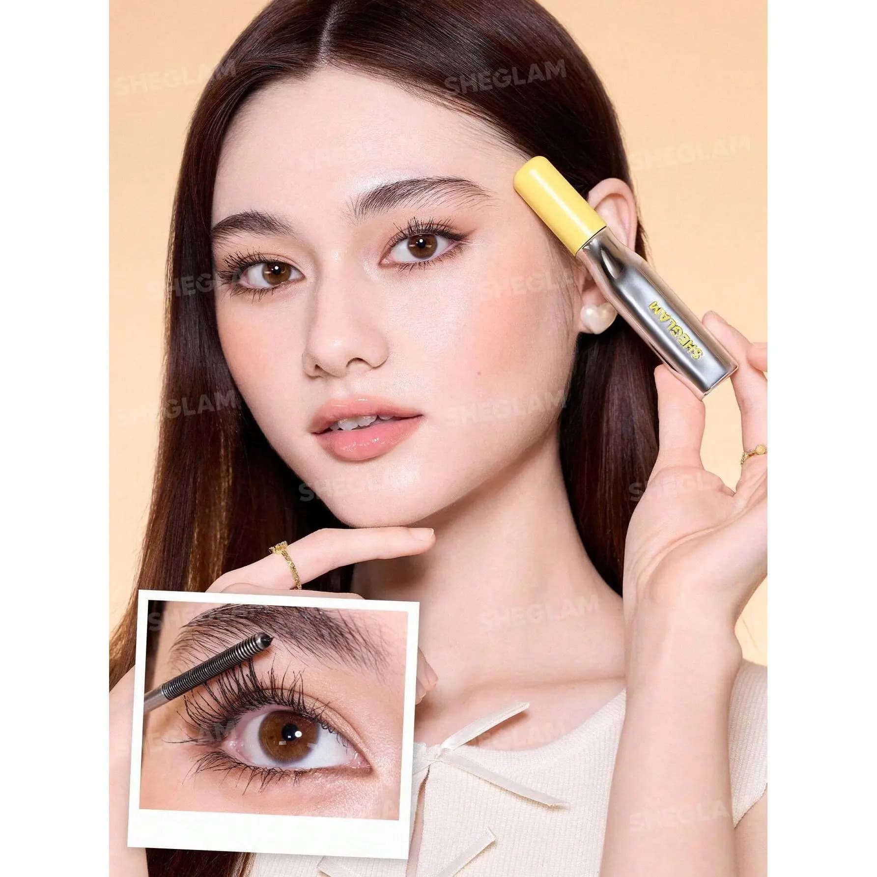 ریمل سوزنی حالت دهنده و بلند کننده زرد شیگلم | Iron Curl Mascara Sheglam — تصویر ۴