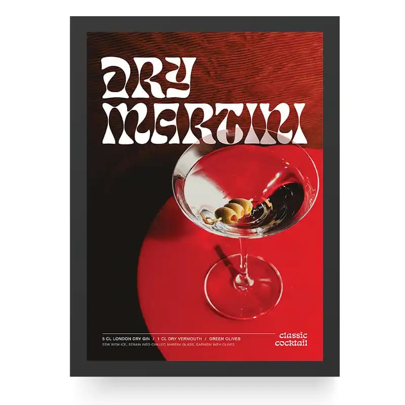 تابلو فانتزی برای کافه طرح نوشیدنی Dry Martini