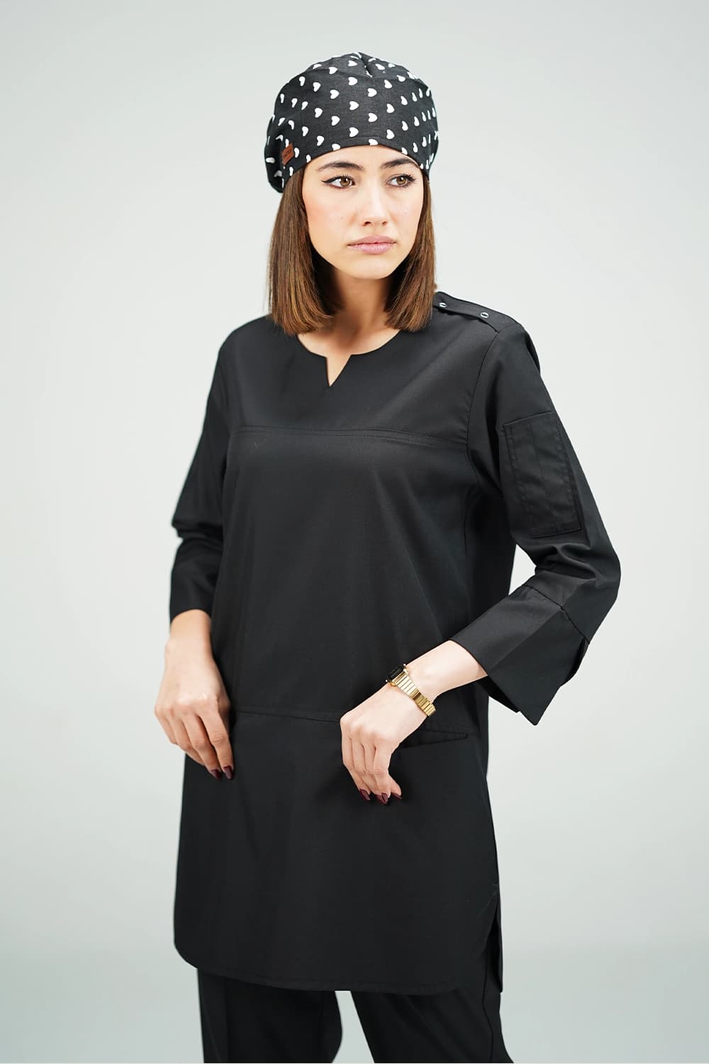 ست اسکراب زنانه آستین سه ربع پرشیا مشکی