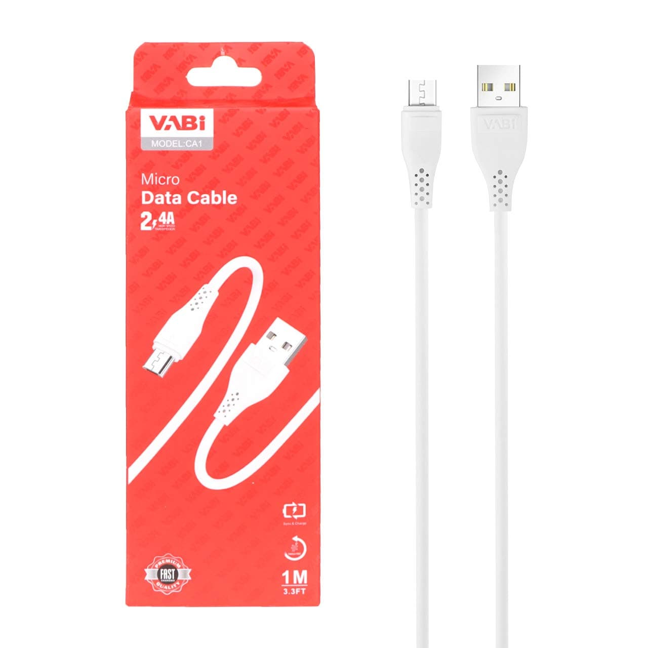 کابل شارژ فست اندروید VABI مدل CA1 – سفید — تصویر ۲