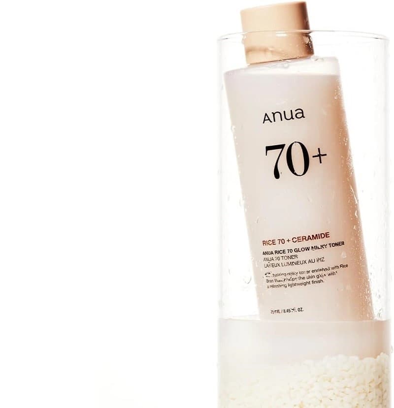 تونر روشن کننده و آبرسان برنج آنوا 250 میل Anua Rice 70 Glow Milky Toner — تصویر ۲