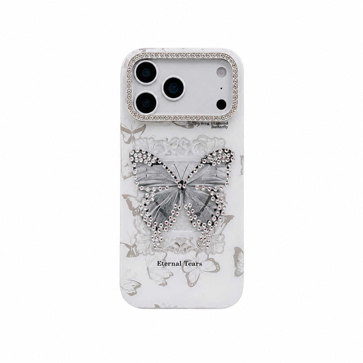 قاب آیفون Eternal Tears طرح پروانه نگین‌دار | مناسب iPhone 13 تا iPhone 17
