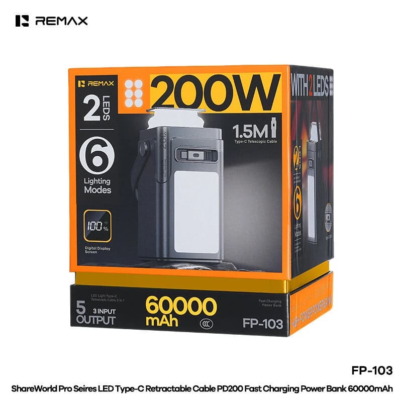 پاوربانک 60000 میلی آمپر 200 وات ریمکس مدل FP-103 — تصویر ۵