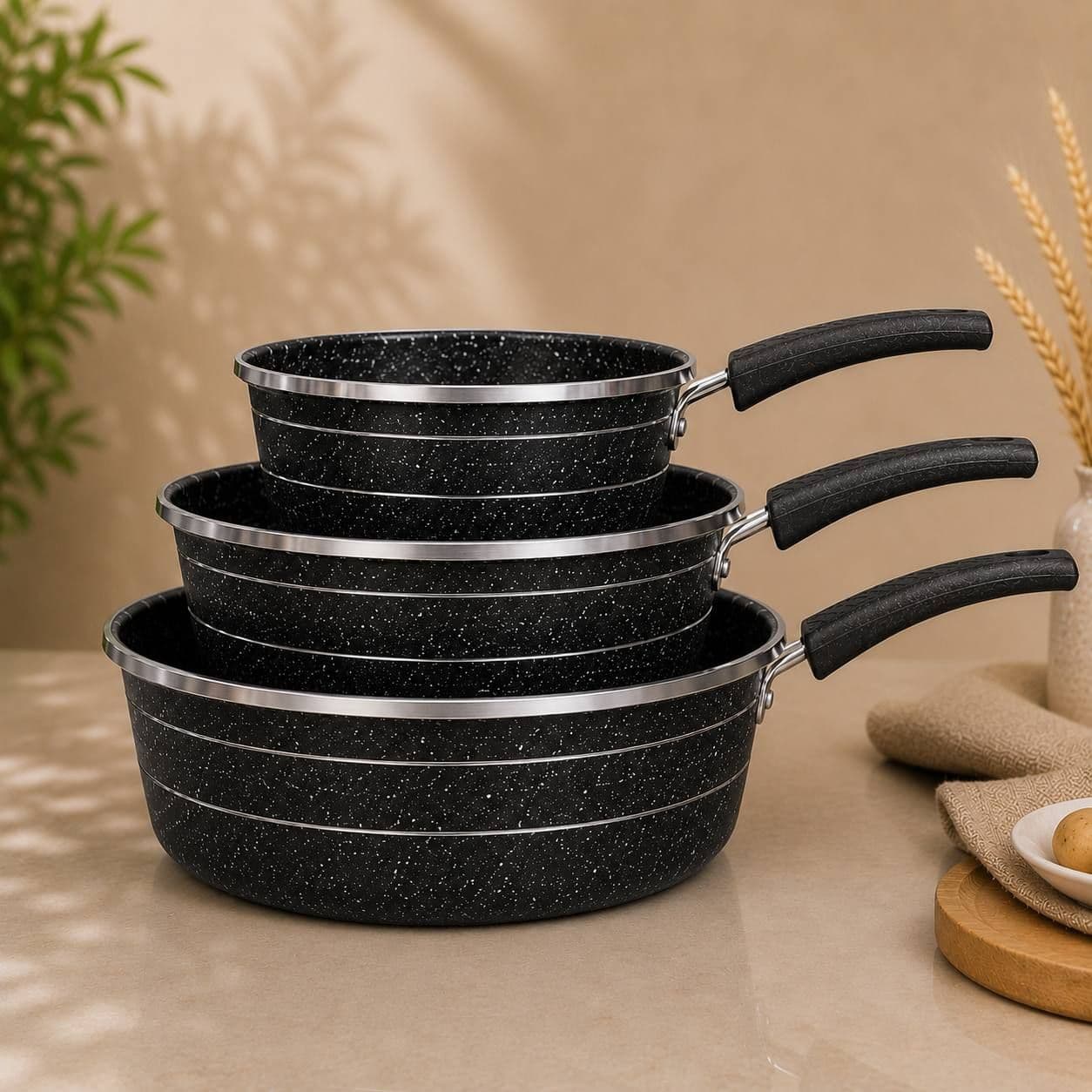 سرویس تابه 3پارچه تکدسته گرانیت مشکی طرخان — تصویر ۲
