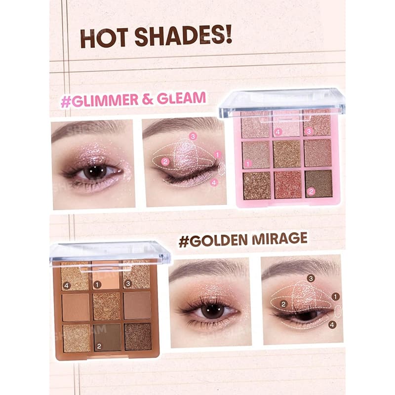 پالت سایه 9 رنگ شیگلم مدل Golden Mirage — تصویر ۷