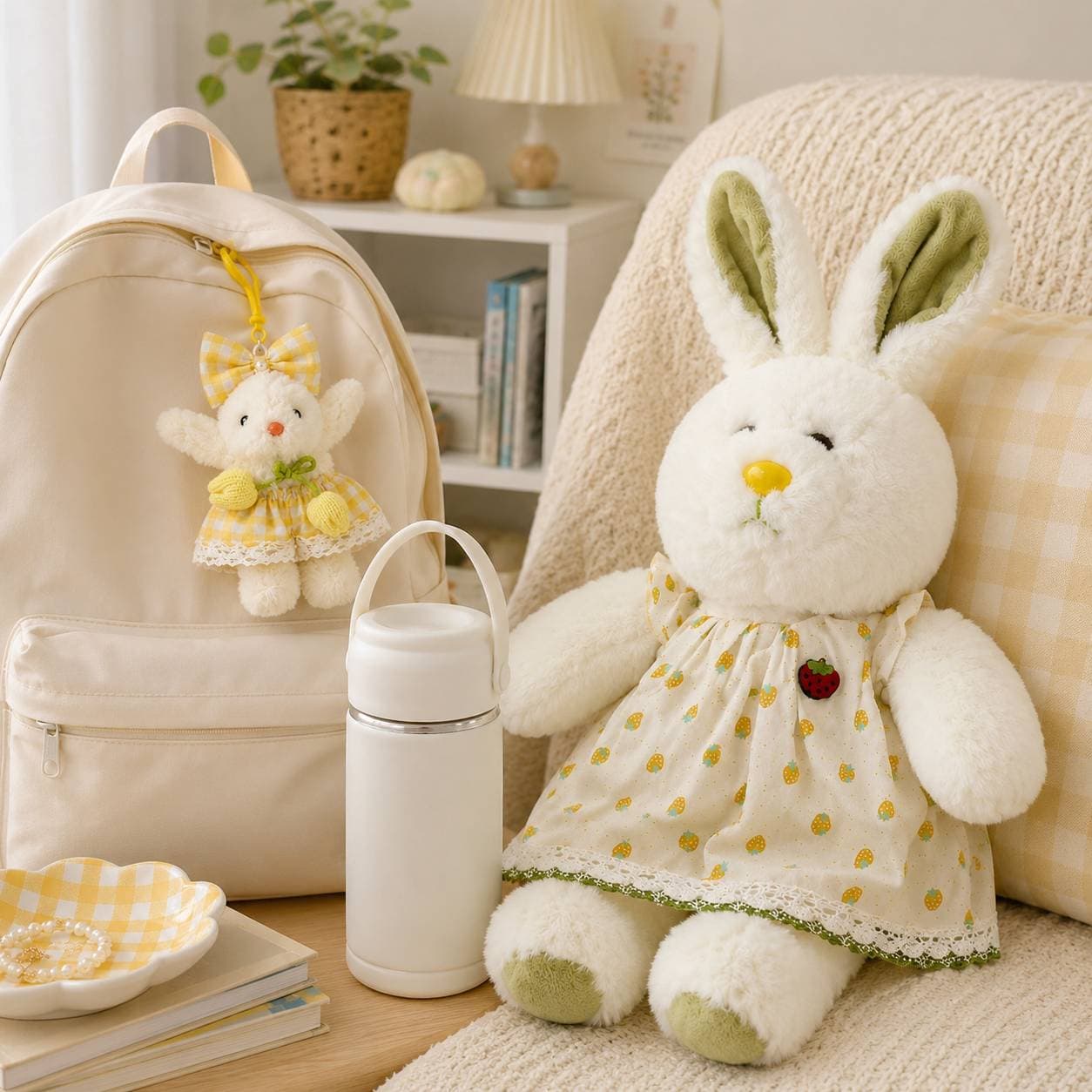 🌼🐰 ست خرگوش لیمویی همراه با آویز کیف و تراول ماگ | Lemon Bunny To Go — تصویر ۴