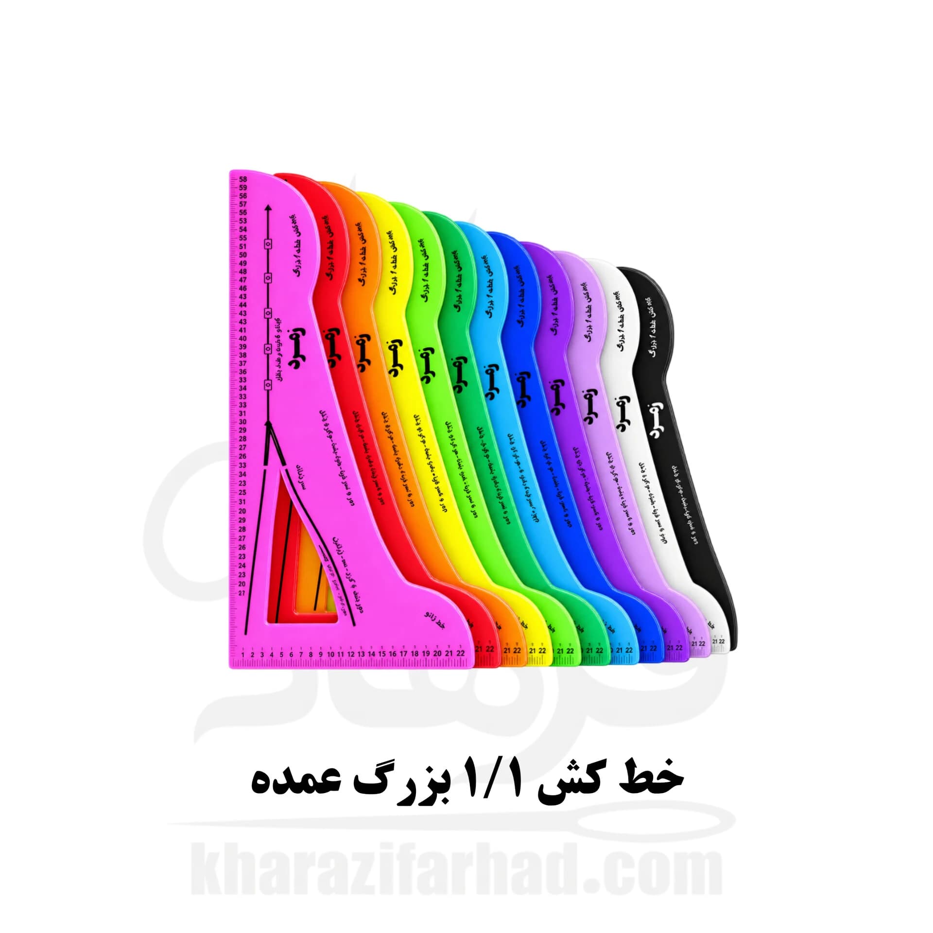 خط کش خیاطی گونیا بزرگ بسته 12 عددی عمده — تصویر ۳