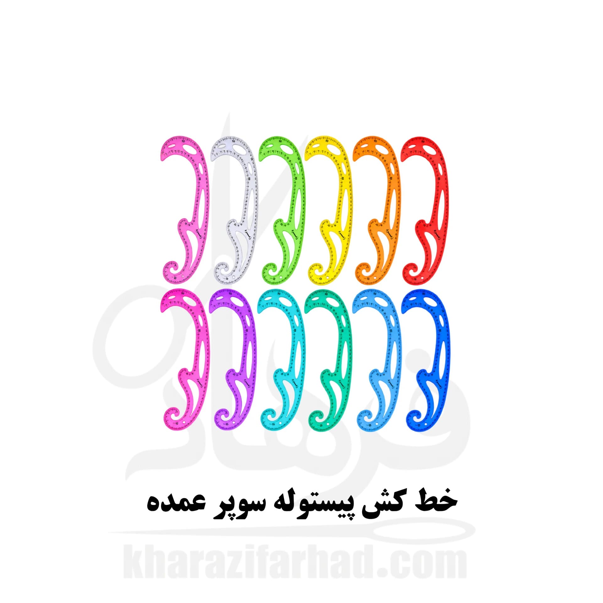 خط کش پیستوله بزرگ بسته 12 عددی عمده — تصویر ۳