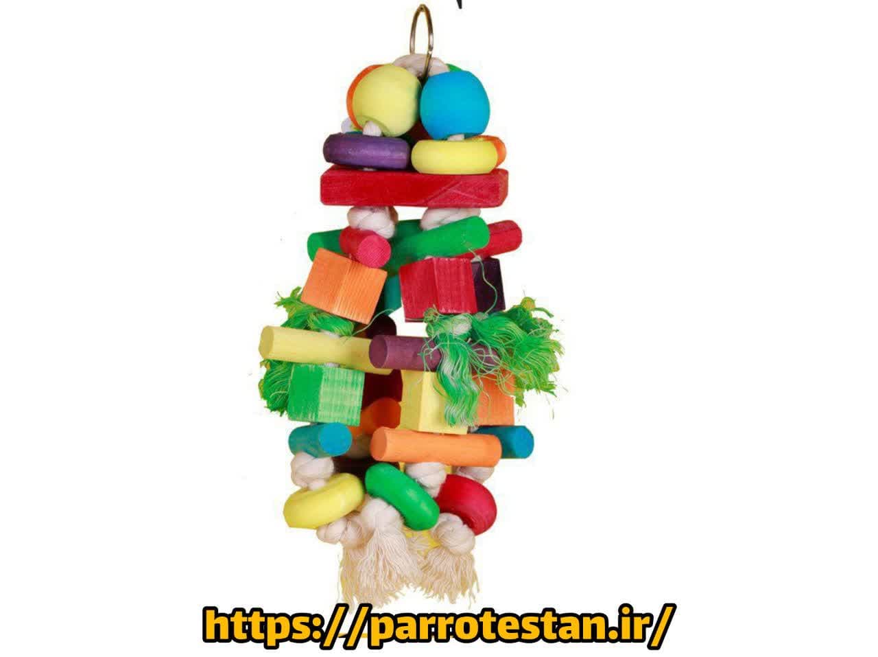اسباب بازی طوطی سانان کد 1507 | آویز چوبی سرگرمی پرندگان زینتی