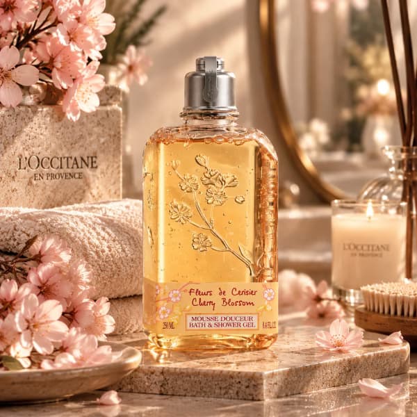 ژل حمام و دوش لواچن مدل Cherry Blossom لوکسیتان L’Occitane — تصویر ۶