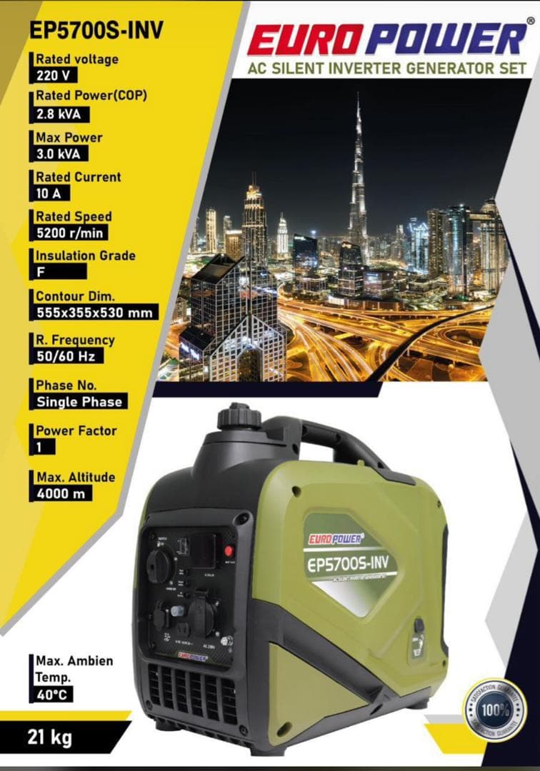 موتور برق سایلنت 3 کیلو وات یورو پاور مدل EP5700S-INV