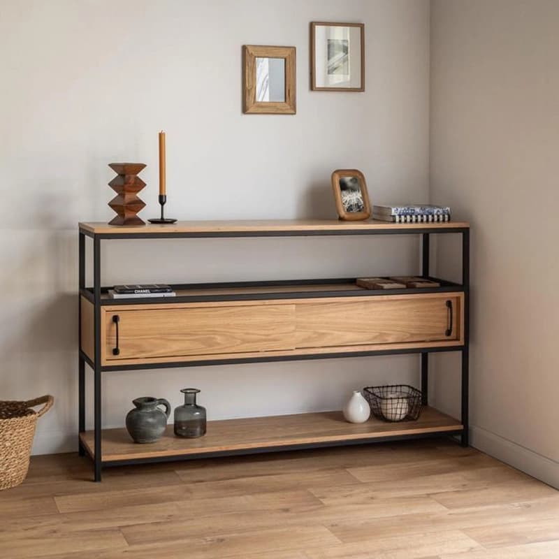 میز کنسول دکوراتیو مدل آتیس دارای دو باکس با درب ریلی — تصویر ۵