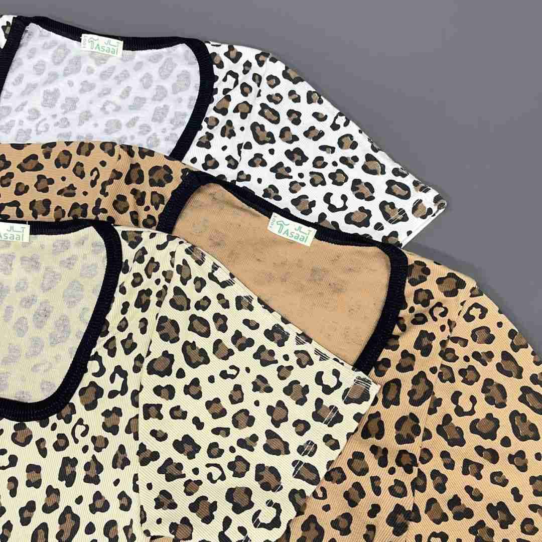 تیشرت بلند پلنگی کبریتی سوپر پنبه کد 1034 — تصویر ۳