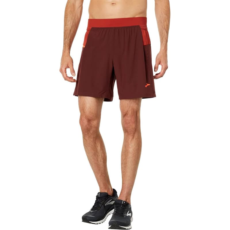 شورت ورزشی مردانه کشاله دار بروکس Brooks Sherpa 7 2-in-1 01 مسی کشمشی — تصویر ۷
