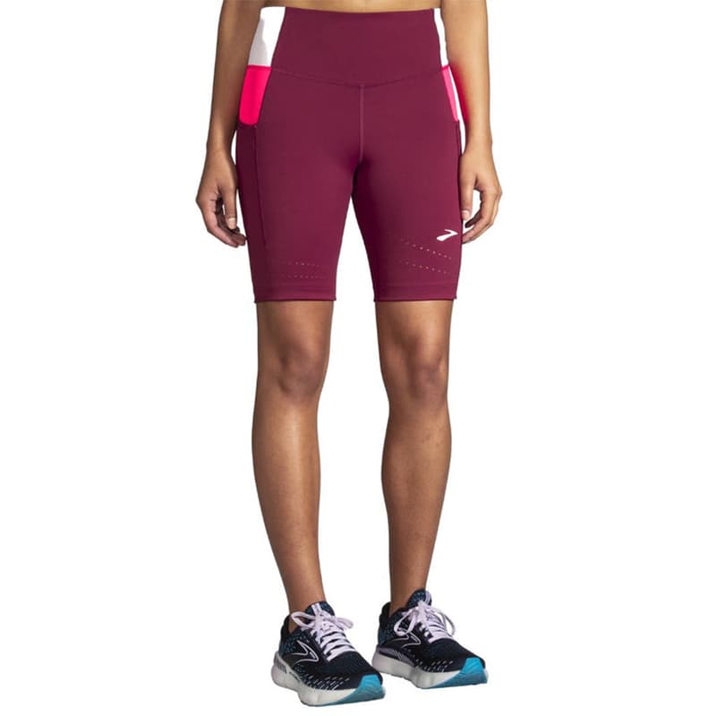 شورت تایت ورزشی زنانه بروکس Brooks Method 8 Short Tight زرشکی — تصویر ۳