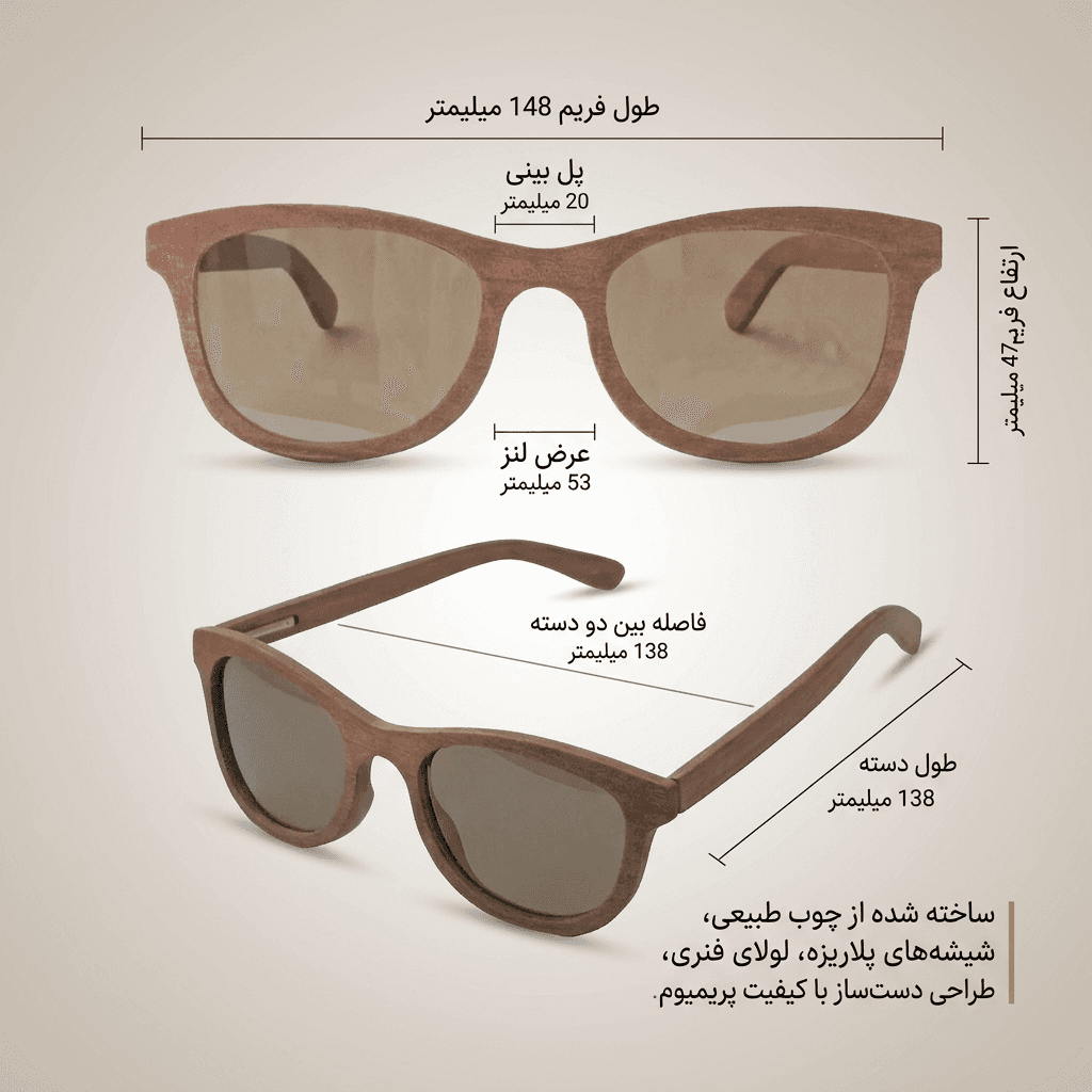 فریم عینک چوبی مخصوص طبی میراژ کیاناوود — تصویر ۶