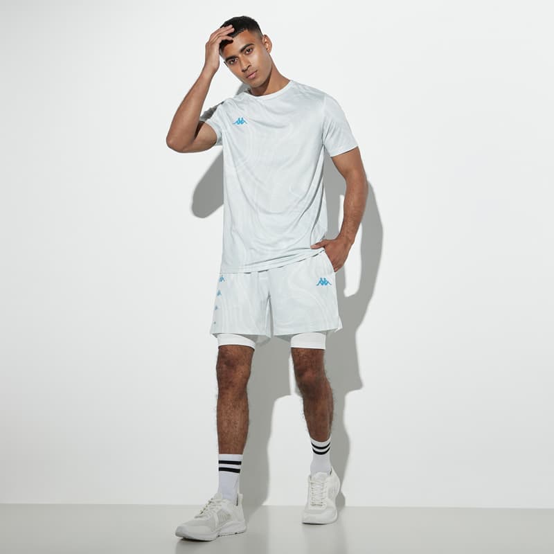 شورت کشاله دار ورزشی مردانه کاپا Kappa Sports Shorts طوسی سفید — تصویر ۹