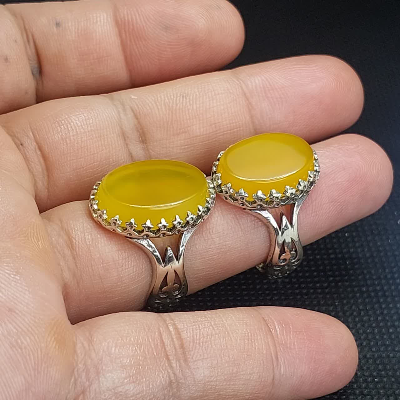 انگشتر نقره باسنگ عقیق قرمز ست زوجین کد 1781 — تصویر ۴