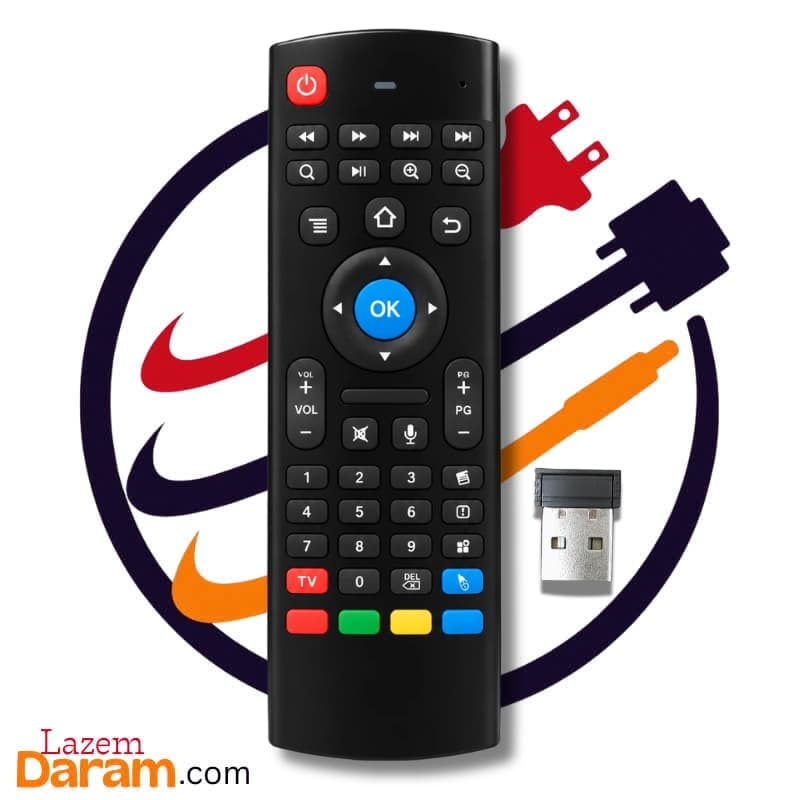 ریموت کنترل ایرماوس و کیبورد بی‌سیم 2.4G طرح هوشمند ایکس‌ویژن (X.Vision) با سنسور ژیروسکوپ و قابلیت یادگیری (IR Learning)
