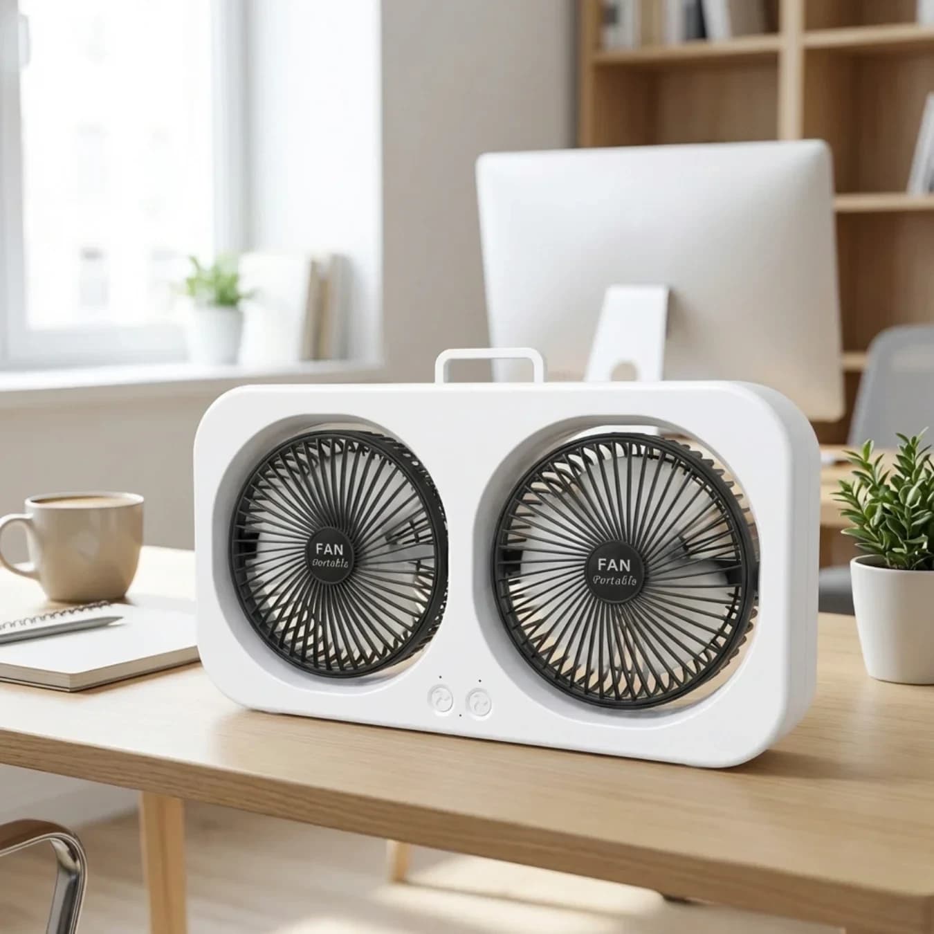 پنکه کولر شارژی رومیزی قلاب دار دو فن مدل FAN2 — تصویر ۴
