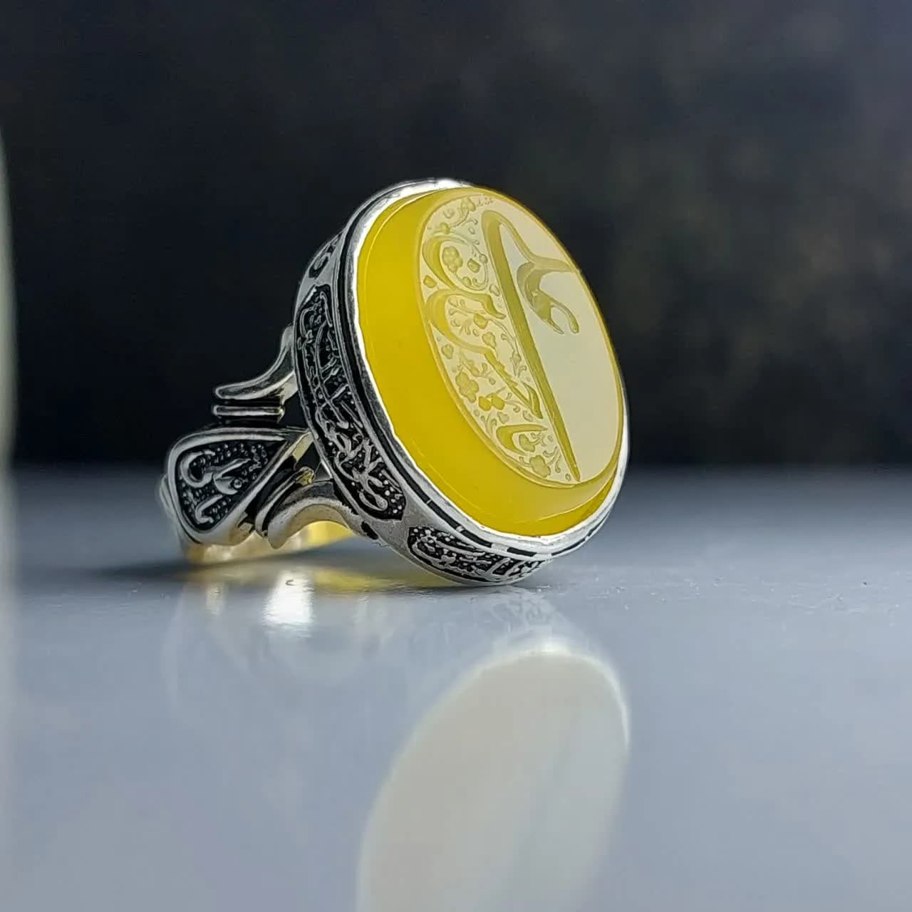 انگشتر شرف الشمس مردانه “خورشید کربلا” – حرز اعظم بر رکاب چهار سلام کد 1813 — تصویر ۶