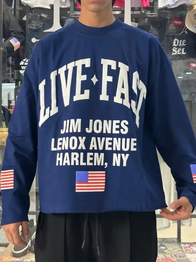 لانگ اسلیو طرح LIVE FAST سرمه ای — تصویر ۲