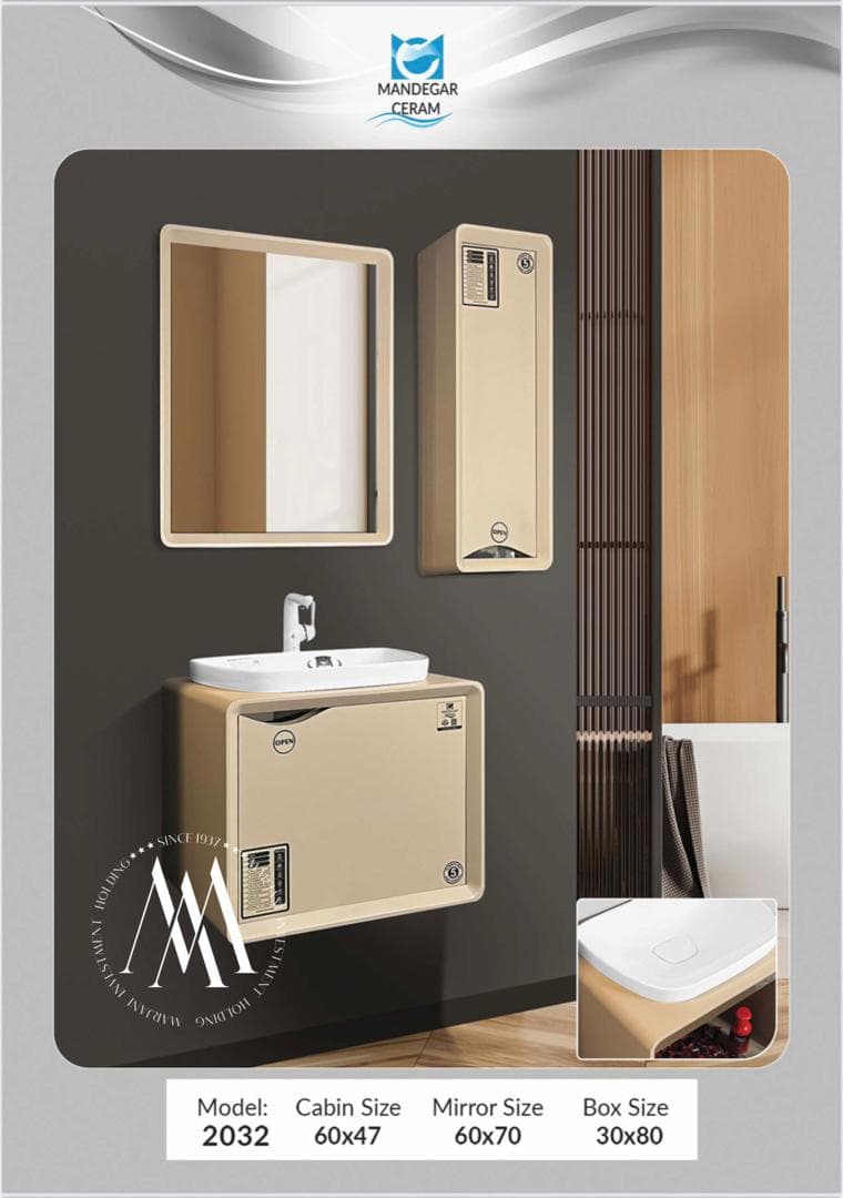 فول ست کابینت دستشویی ماندگار سرام کد 2032 (نسکافه ای)