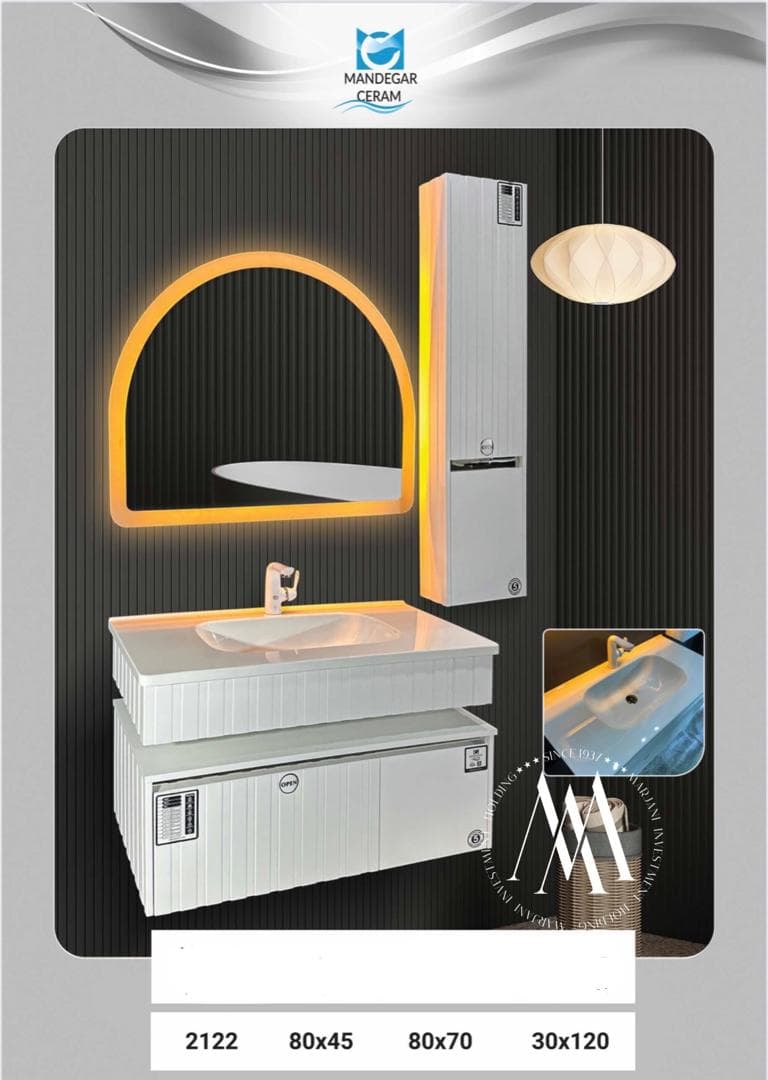 فول ست کابینت دستشویی ماندگار سرام کد 2122 (سفید)