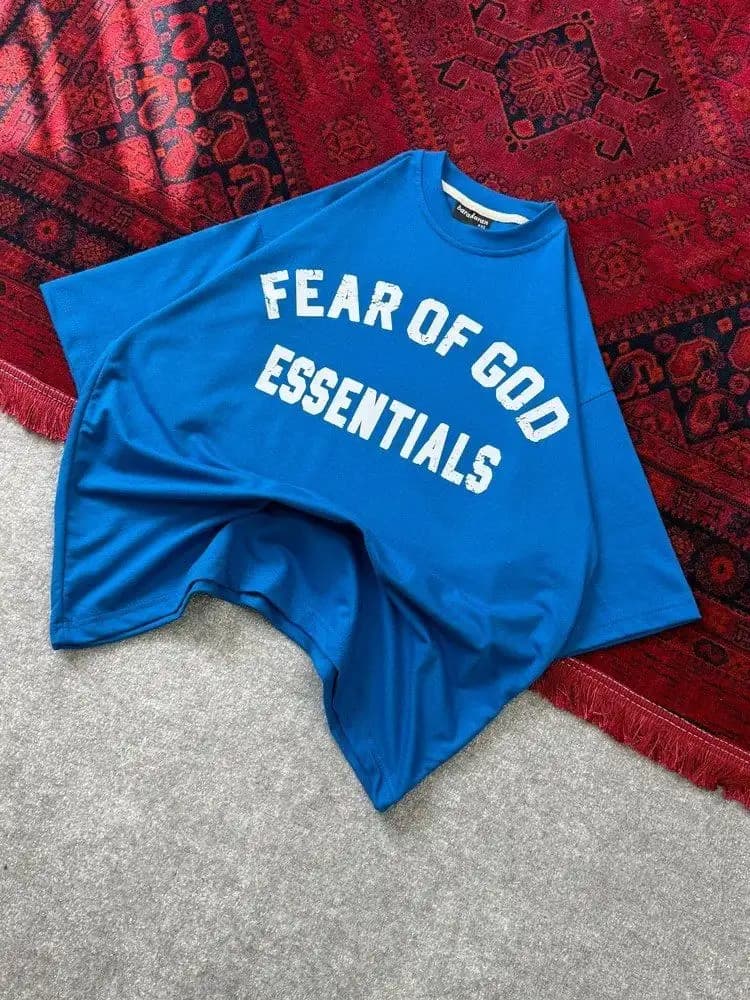 تیشرت باکسی مردانه دونخ پنبه چاپ Fear of god — تصویر ۳