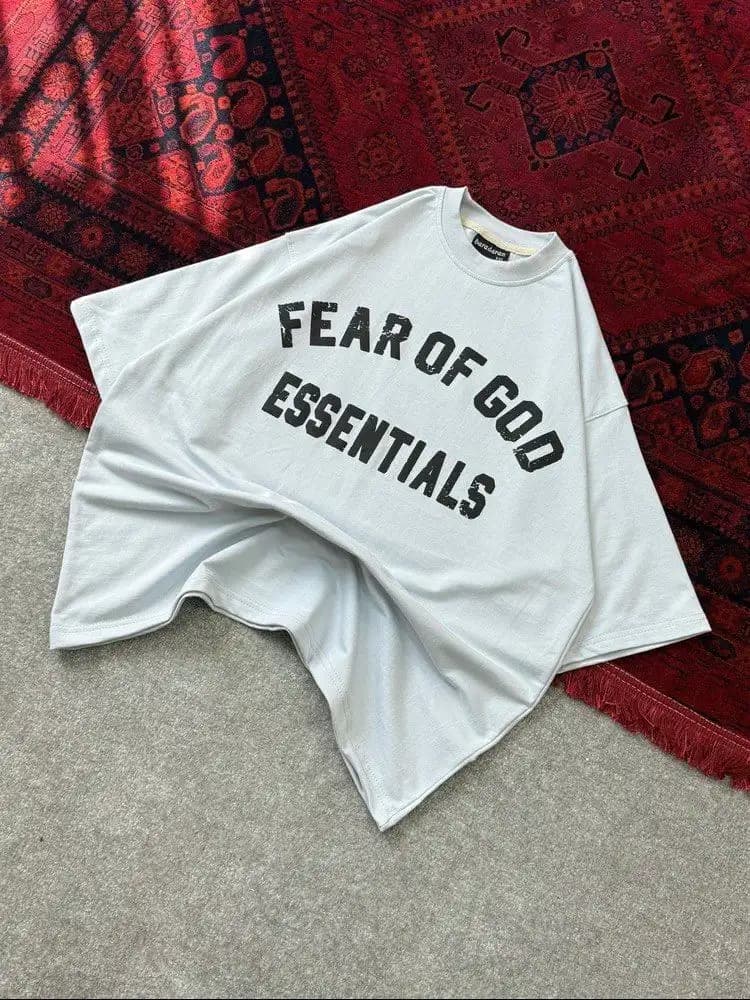 تیشرت باکسی مردانه دونخ پنبه چاپ Fear of god — تصویر ۴