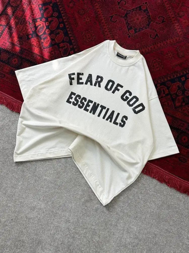 تیشرت باکسی مردانه دونخ پنبه چاپ Fear of god — تصویر ۲