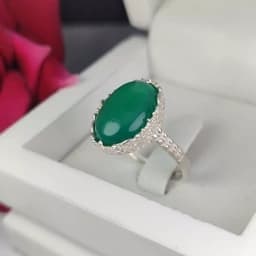 انگشتر زنانه عقیق سبز کد 4277 — تصویر ۵