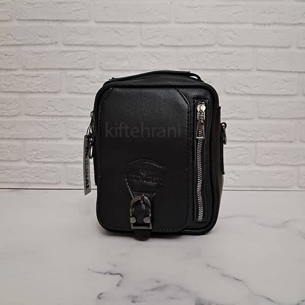 کیف دوشی مردانه چرمی مشکی با قفل فلزی کد 139