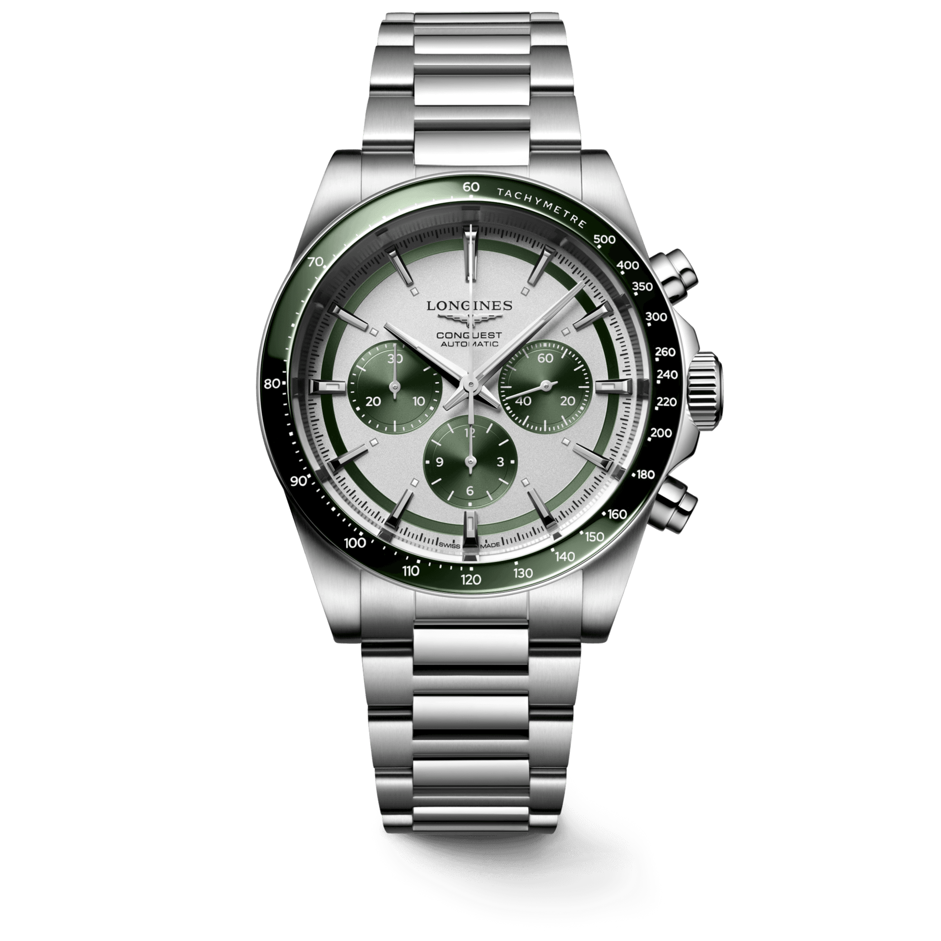 ساعت مچی‌ مردانه لونژین کرنوگراف سیلور سبز LONGINES CONQUEST CHRONOGRAPH — تصویر ۶