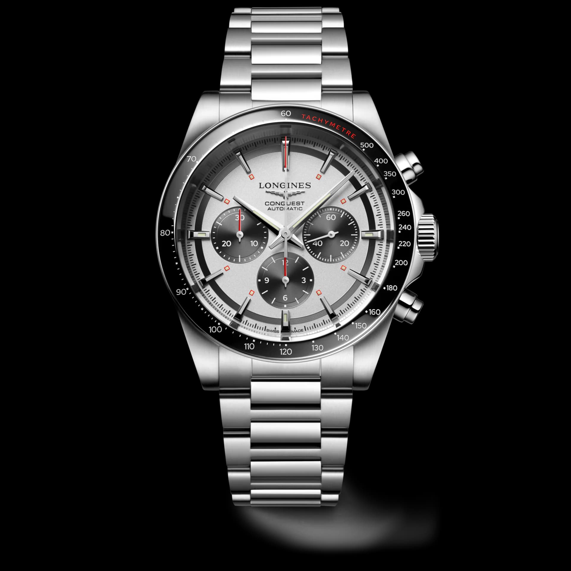 ساعت مچی‌ مردانه لونژین کرنوگراف سیلور سفید LONGINES CONQUEST CHRONOGRAPH — تصویر ۸
