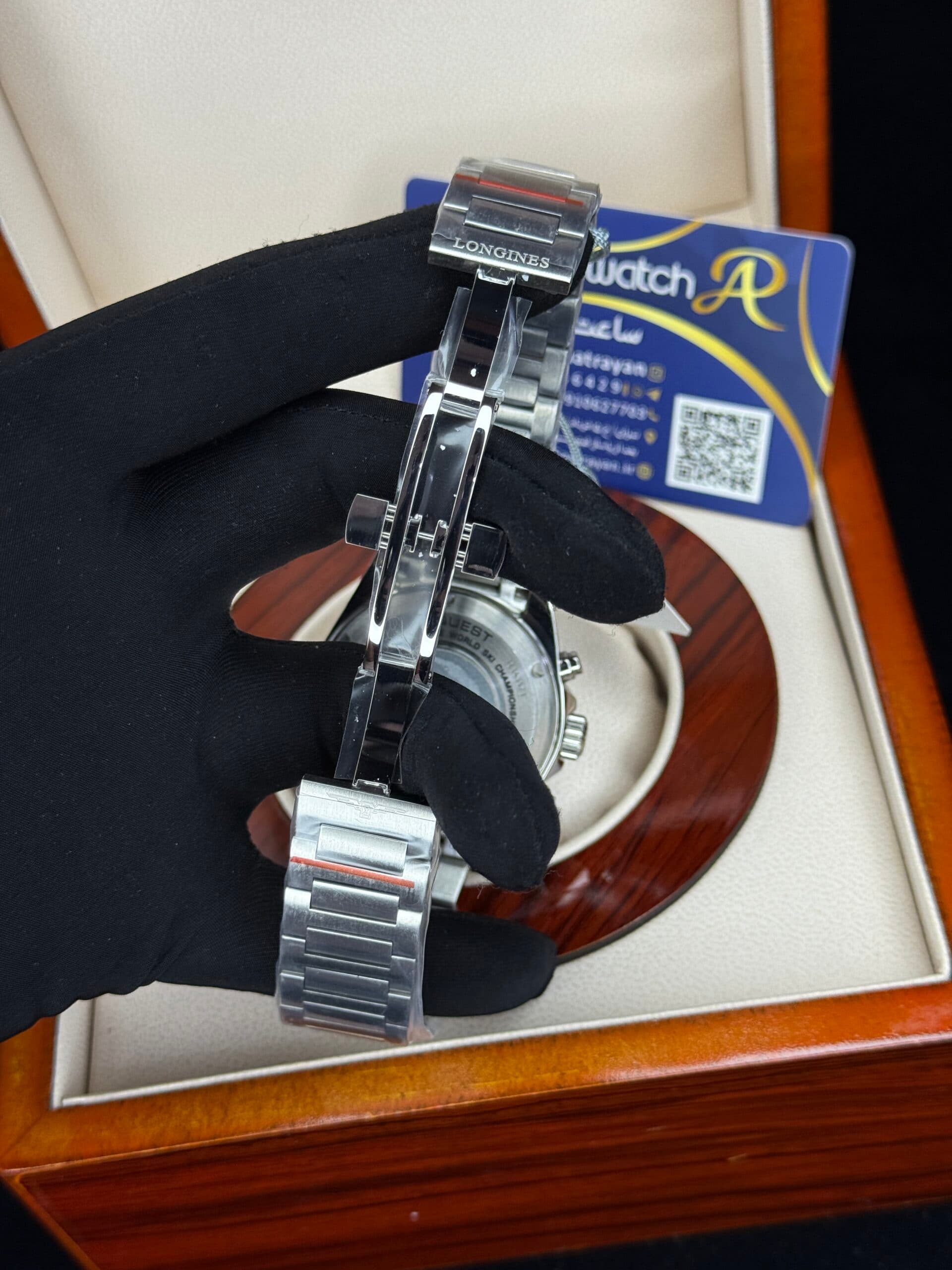 ساعت مچی‌ مردانه لونژین کرنوگراف سیلور مشکی LONGINES CONQUEST CHRONOGRAPH — تصویر ۵