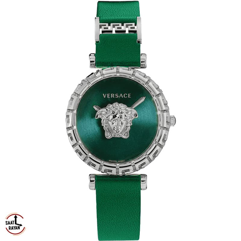 ساعت مچی زنانه ورساچه بند چرمی سبز رنگ صفحه سبز VERSACE