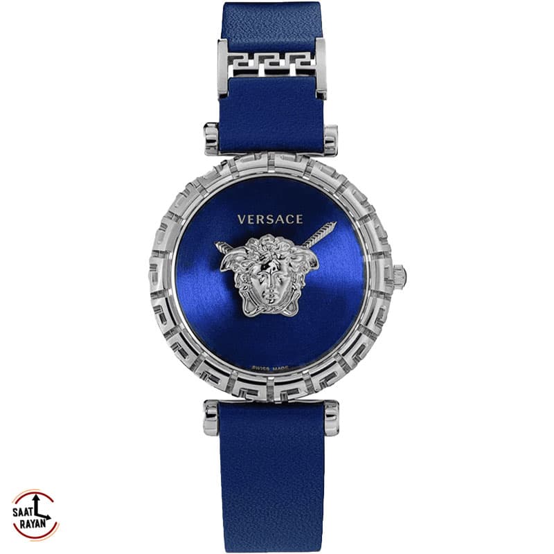 ساعت مچی زنانه ورساچه بند چرمی سرمه ای رنگ صفحه سرمه ای VERSACE