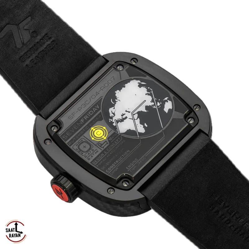 ساعت مچی سون فرایدی مردانه اتوماتیک بند جیر قرمز صفحه مشکی SEVENFRIDAY — تصویر ۷