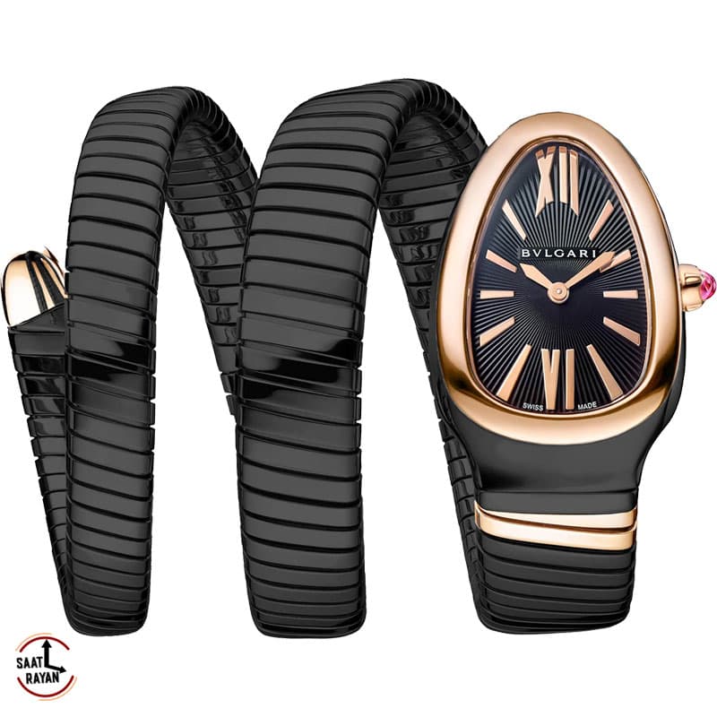 ساعت زنانه بولگاری مدل ماری مشکی رزگلد Bulgari Serpenti Tubogas