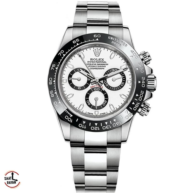 ساعت مچی رولکس مردانه مدل دیتونا پاندا قاب سرامیک بند سیلور صفحه سفید ROLEX Daytona — تصویر ۲