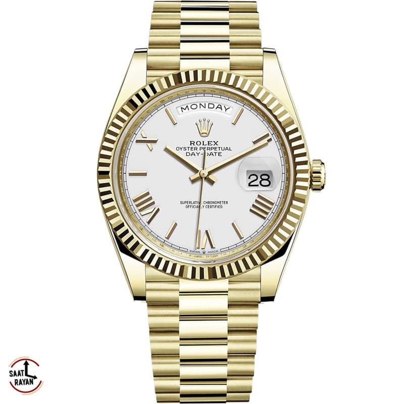 ساعت مچی رولکس مردانه مدل دی دیت طلایی صفحه سفید ROLEX Day-Date — تصویر ۲