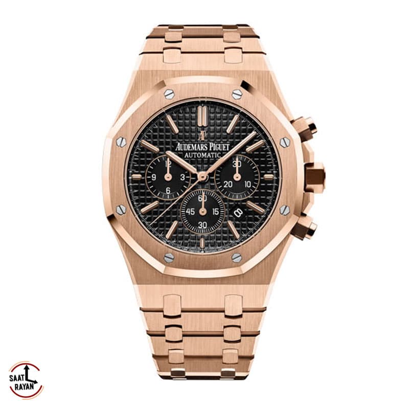 ساعت مچی مردانه اودمار پیگه رزگلد صفحه مشکی کرنوگراف Audemars Piguet 8139 — تصویر ۲