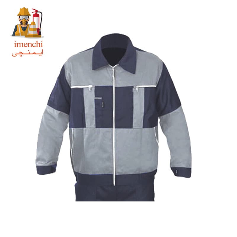 لباس کار دو تیکه سیلوری کارگری طوسی استخوانی (درجه 2)